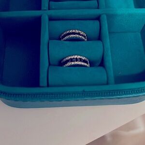 Effy white gold diamond and natural blue sapphire earrings